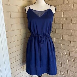 Milly Of New York Navy Silk Dress Size 4, Sleeveless Cinch Waist Lined Modern
